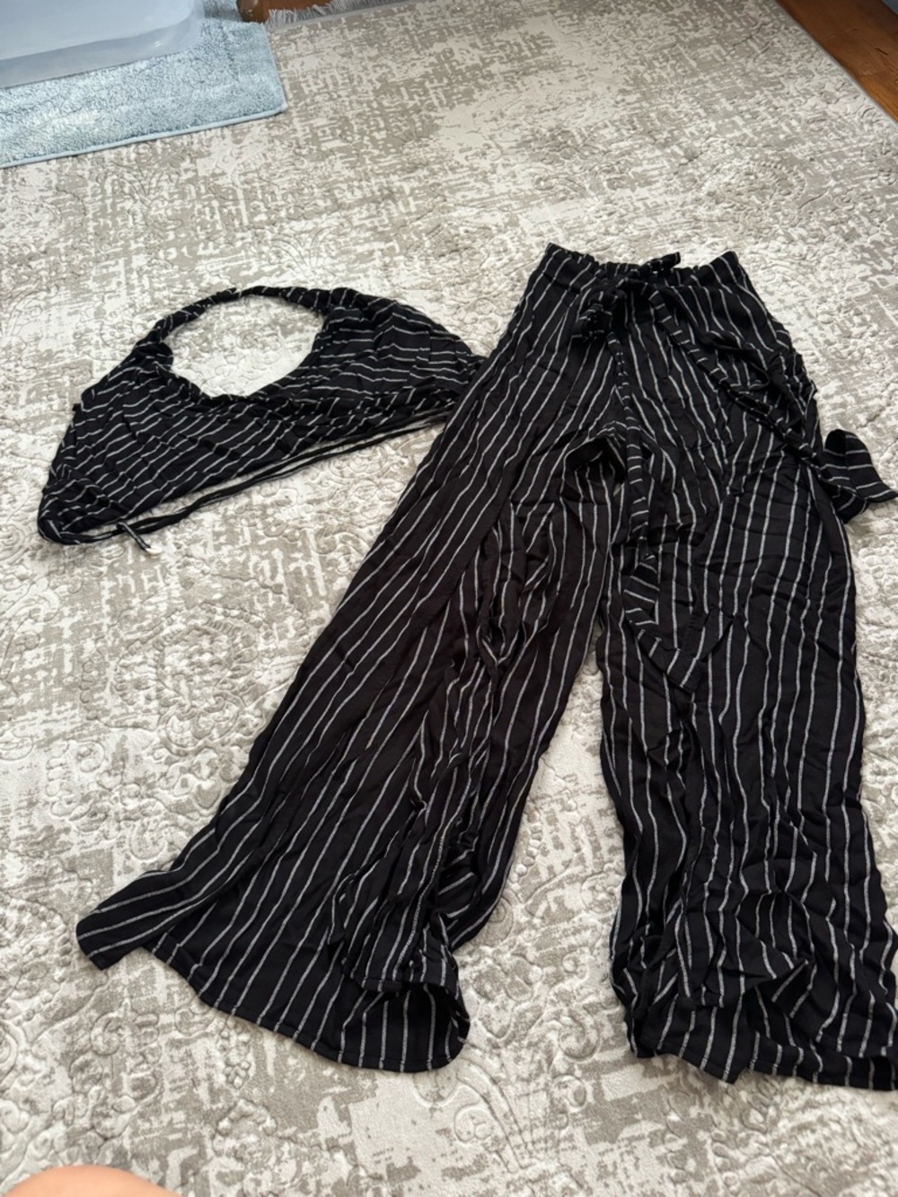 Indah 2 Piece Black Stripe Set